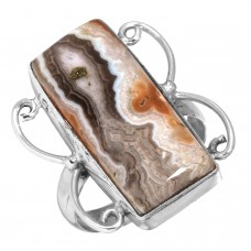 925 Sterling Silver Agua Nevada Agate Mexican Handmade Ring Size 8.5