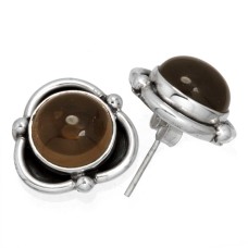 925 Sterling Silver Earring Genuine Smoky Topaz Gemstone Modern Jewelry