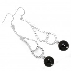 925 Sterling Silver Earring Genuine Black Onyx Gemstone Handmade Jewelry