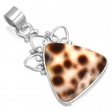 925 Sterling Silver Modern Jewelry Natural Fancy Shell Gemstone Pendant