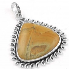 925 Sterling Silver Overlay Villow Creek Jasper Handcrafted Pendant