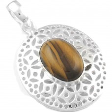 925 Sterling Silver Overlay Latest Jewelry Tiger Eye Gemstone Pendant