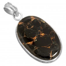 925 Sterling Silver Pendant Copper Black Onyx Women Jewelry