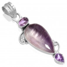 925 Sterling Silver Pendant Chevron Amethyst Women Jewelry