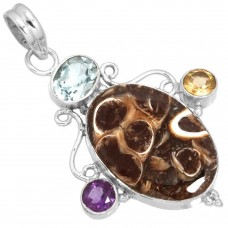 Turtella Jasper Pendant 925 Sterling Silver Women Jewelry