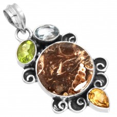 Turtella Jasper Pendant 925 Sterling Silver Women Jewelry