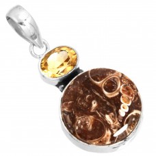 Turtella Jasper Pendant 925 Sterling Silver Women Jewelry