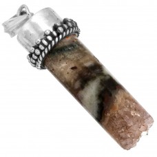 925 Sterling Silver Pendant Amethyst Cylinder Women Jewelry