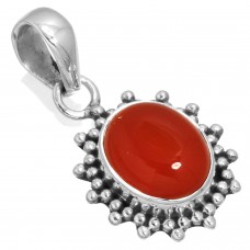 925 Sterling Silver Pendant Carnelian Women Jewelry