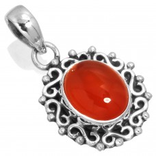 925 Sterling Silver Pendant Carnelian Women Jewelry