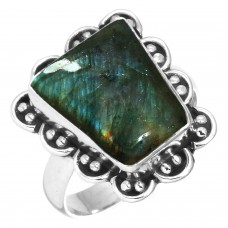 Labradorite Women Jewelry 925 Sterling Silver Ring Size 8.5