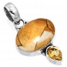 925 Sterling Silver Pendant Brecciated Mookaite Women Jewelry