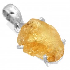 925 Sterling Silver Pendant Citrine Rough Women Jewelry