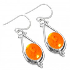 925 Sterling Silver Earring Amber Handmade Jewelry