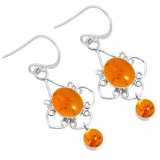 925 Sterling Silver Earring Amber Handmade Jewelry