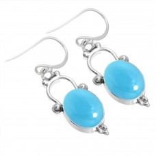 925 Sterling Silver Earring Blue Chalcedony Handmade Jewelry
