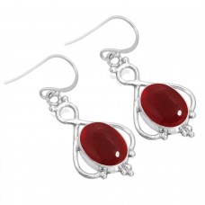 925 Sterling Silver Earring Garnet Quartz Handmade Jewelry