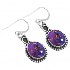 925 Sterling Silver Earring Copper Purple Turquoise Handmade Jewelry