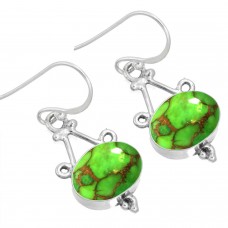 925 Sterling Silver Earring Copper Green Turquoise Handmade Jewelry