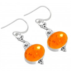 925 Sterling Silver Earring Amber Handmade Jewelry