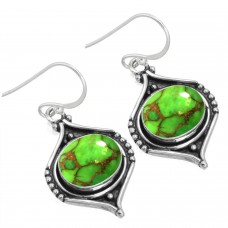 925 Sterling Silver Earring Copper Green Turquoise Handmade Jewelry
