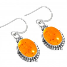 925 Sterling Silver Earring Amber Handmade Jewelry