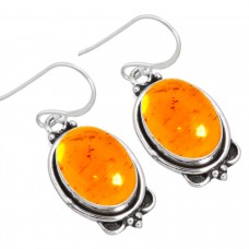 925 Sterling Silver Earring Amber Handmade Jewelry