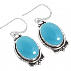 925 Sterling Silver Earring Blue Chalcedony Handmade Jewelry