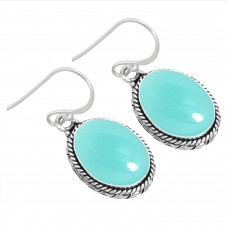 925 Sterling Silver Earring Aqua Chalcedony Handmade Jewelry