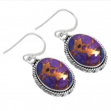 925 Sterling Silver Earring Copper Purple Turquoise Handmade Jewelry