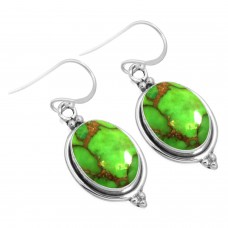 925 Sterling Silver Earring Copper Green Turquoise Handmade Jewelry