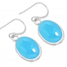 925 Sterling Silver Earring Blue Chalcedony Handmade Jewelry