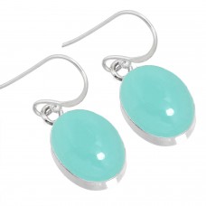 925 Sterling Silver Earring Aqua Chalcedony Handmade Jewelry