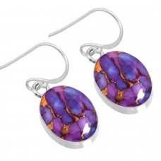 925 Sterling Silver Earring Copper Purple Turquoise Handmade Jewelry