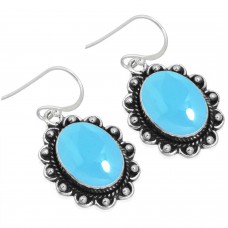 925 Sterling Silver Earring Blue Chalcedony Handmade Jewelry