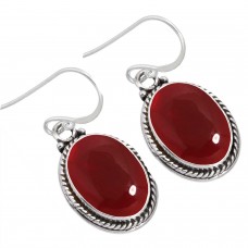 925 Sterling Silver Earring Garnet Quartz Handmade Jewelry