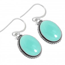 925 Sterling Silver Earring Aqua Chalcedony Handmade Jewelry