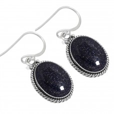 925 Sterling Silver Earring Blue Sunstone Handmade Jewelry