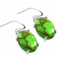 925 Sterling Silver Earring Copper Green Turquoise Handmade Jewelry