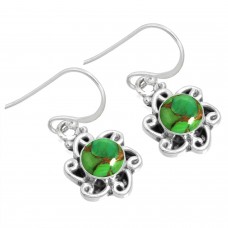 925 Sterling Silver Earring Copper Green Turquoise Handmade Jewelry