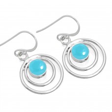 925 Sterling Silver Earring Blue Chalcedony Handmade Jewelry