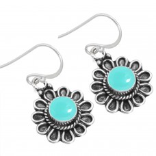925 Sterling Silver Earring Aqua Chalcedony Handmade Jewelry