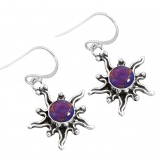 925 Sterling Silver Earring Copper Purple Turquoise Handmade Jewelry