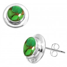 925 Sterling Silver Earring Copper Green Turquoise Handmade Jewelry