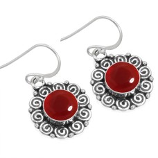 925 Sterling Silver Earring Garnet Quartz Handmade Jewelry