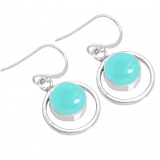 925 Sterling Silver Earring Aqua Chalcedony Handmade Jewelry