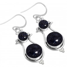 925 Sterling Silver Earring Blue Sunstone Handmade Jewelry