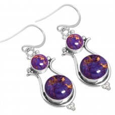 925 Sterling Silver Earring Copper Purple Turquoise Handmade Jewelry