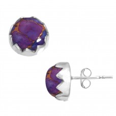 925 Sterling Silver Earring Copper Purple Turquoise Handmade Jewelry