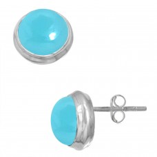 925 Sterling Silver Earring Blue Chalcedony Handmade Jewelry